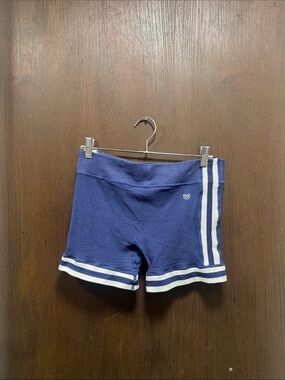 Forever 21 Blue Knit Bike Shorts with White Stripes